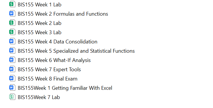 Download: BIS155 DATA ANLYSIS WITH SPREADSHEETS WITH LAB Devry Uni Full Course