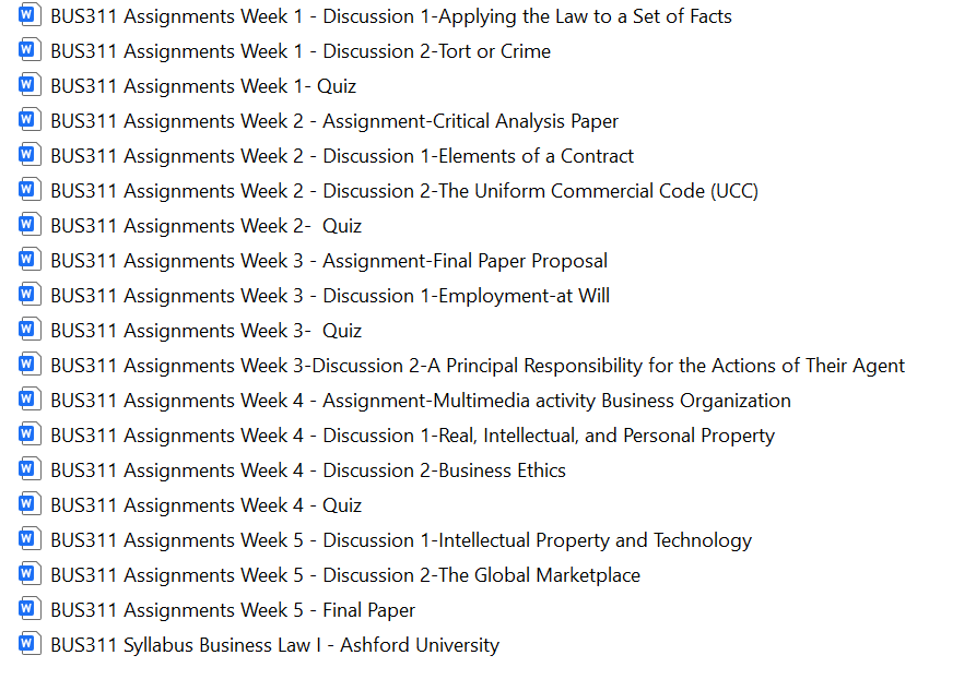 BUS 311 UAGC Entire Online Course Assignments Bundle Download 2026-27