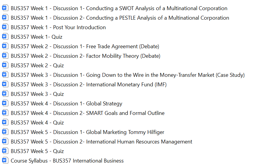 BUS 357 UAGC Entire Online Course Assignments Bundle Download 2026-27