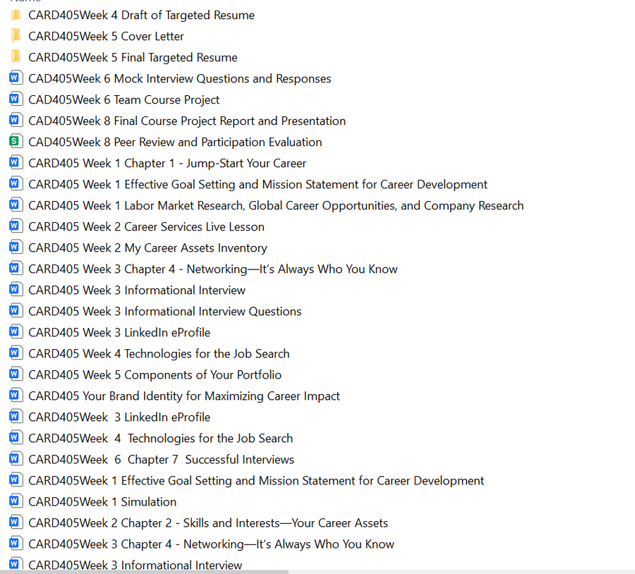 Download: CARD405 CAREER DEVELOPMENT Devry Uni Full Course Access