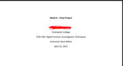 CFDI-240-45A: Digital Forensic Investigation Techniques-Champlain College