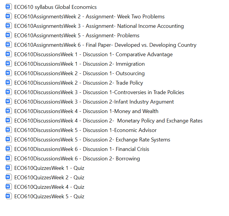 New:ECO 610 UAGC Full Course Homework Bundle Download