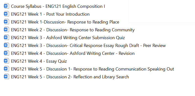 New: ENGL 121 UAGC Full Class Homework Tasks Bundle Pdf Download