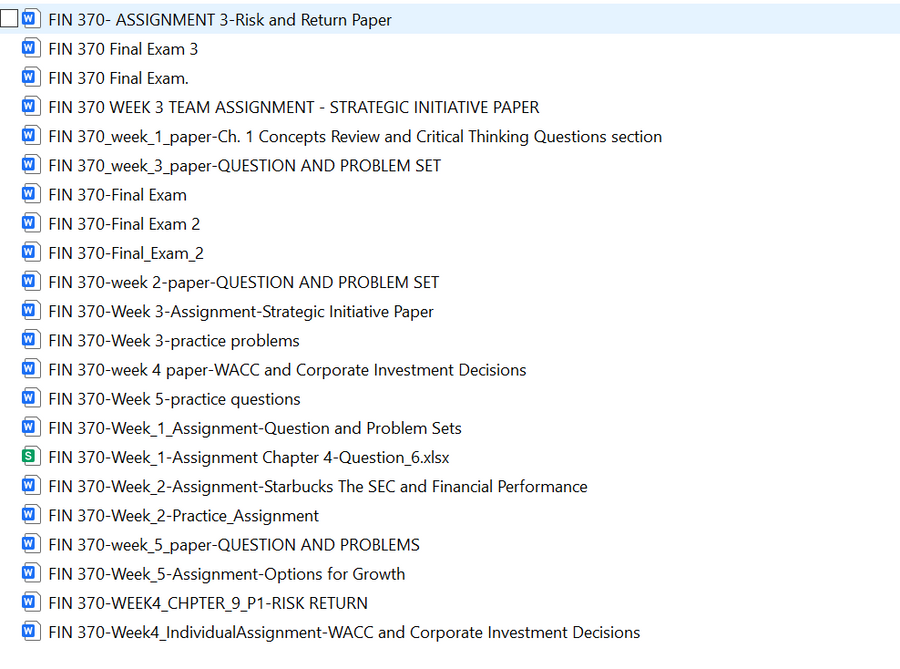 FIN 370: University of Phoenix Full Course  Zipped Files Download
