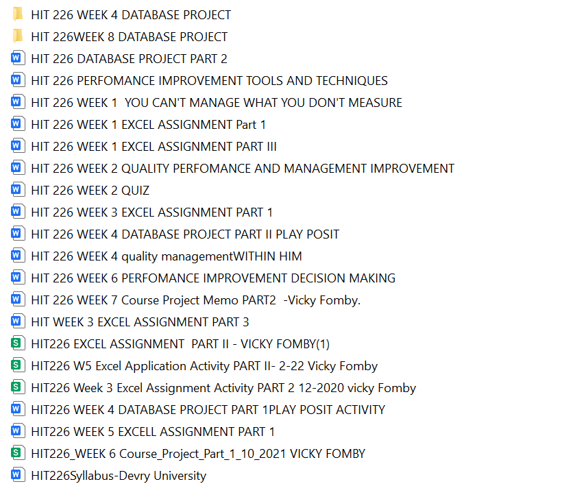 HIT226 Database Management & HCQ Lab Devry University Full Course Tasks Bundle Download
