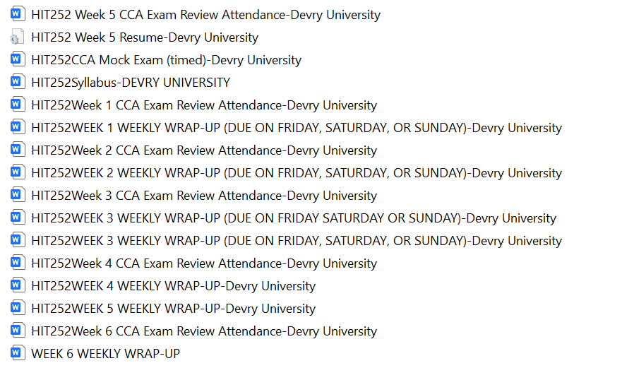 Download: HIT252 CODING PRACTICUM AND REVIEW Devry Uni Full Course