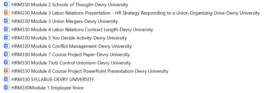 Download: HRM330 LABOR RELATIONS Devry University Full Course Homework