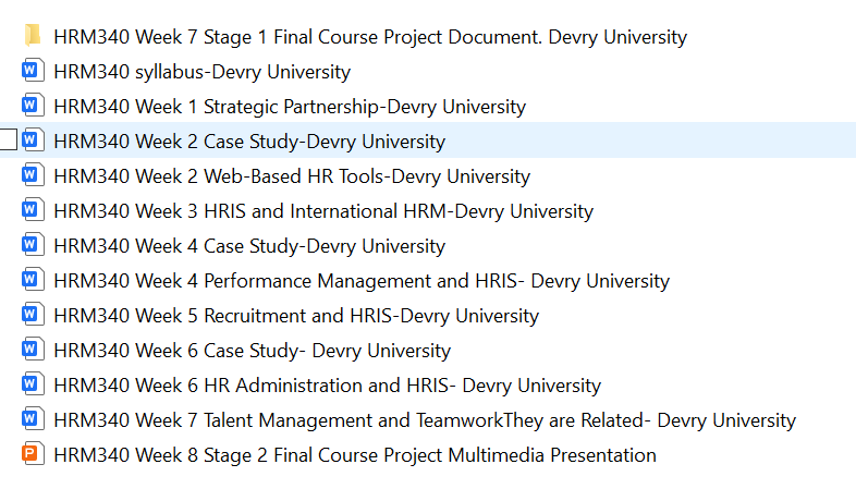 Download: HRM340 HUMAN RESOURCE INFORMATION SYSTEM Devry Uni Full Course Assignments