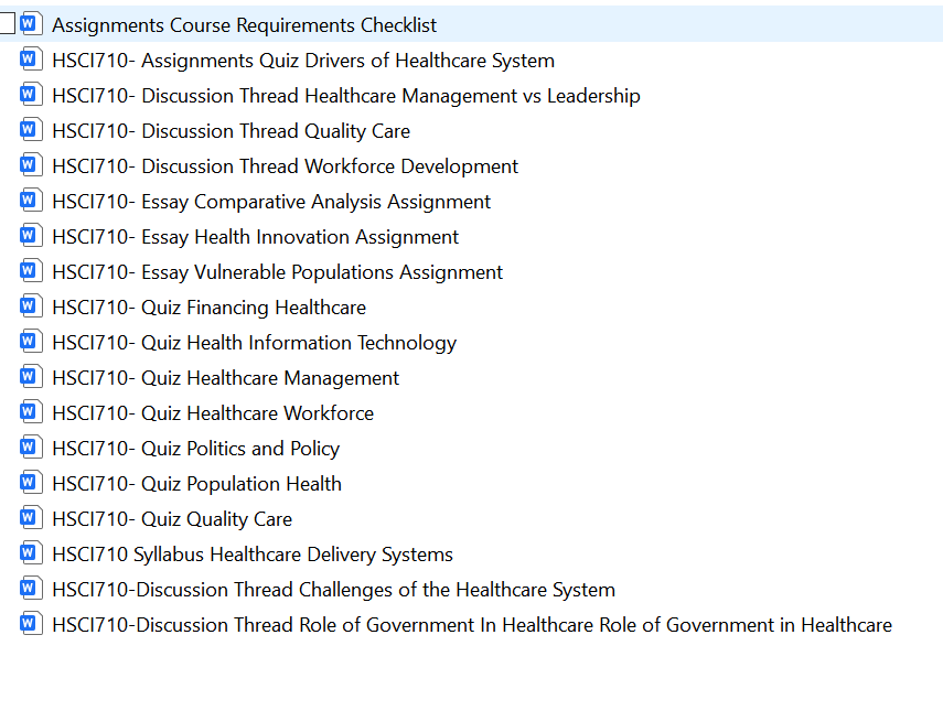 Download: HSCI/710 Healthcare Delivery Systems Liberty Uni Full Course .Zipped Files