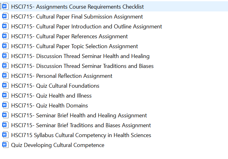 Download: HSCI715-Cultural Competency in Health Sciences Liberty Uni Full Course .Zipped Files