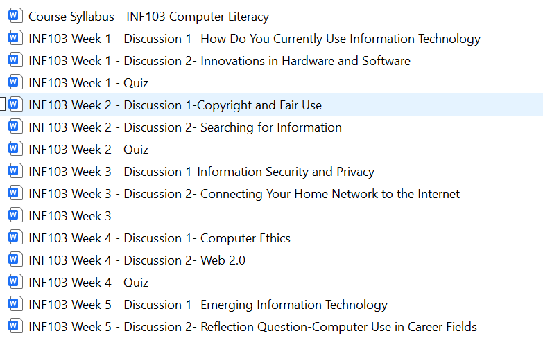 INF 103 UAGC Full Course Assignments Solutions Bundle Download