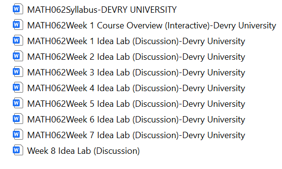 Download: MATH062 BEGINNING ALGEBRA Devry Uni Entire Course Assignments
