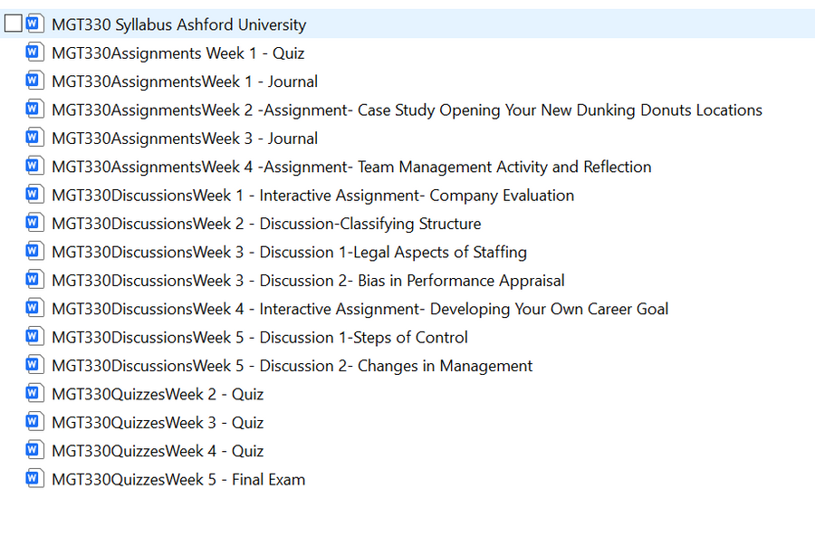MGT 330 UAGC Full Course Homework solution Bundle download