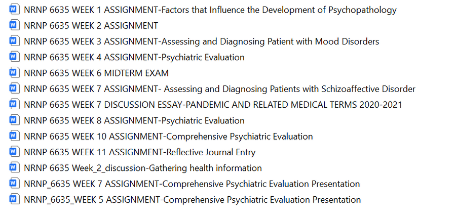 Solution: NRNP 6635 Psychopathology & Psychiatric Evaluation Study Bundle
