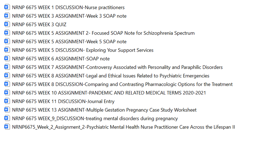 NRNP 6675 PMHNP Study Bundle | SOAP Notes, Case Studies & Quizzes|Walden University