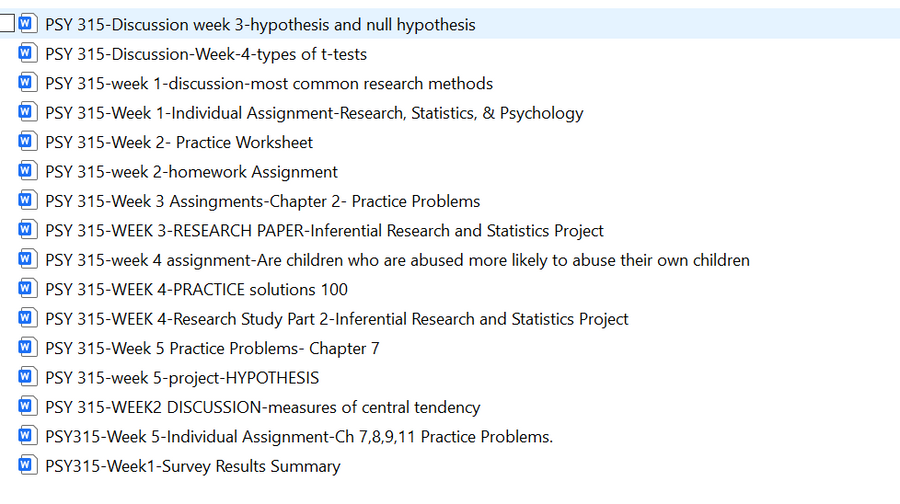 Download: PSY 315 Full Course .Zipped Files