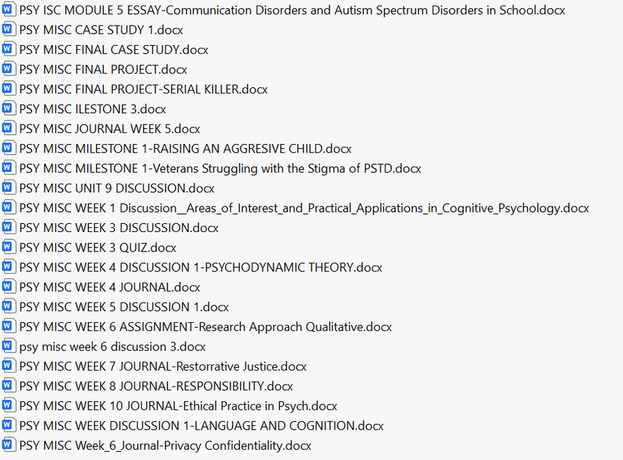 PSY MISC SNHU Full Course Bundle Download