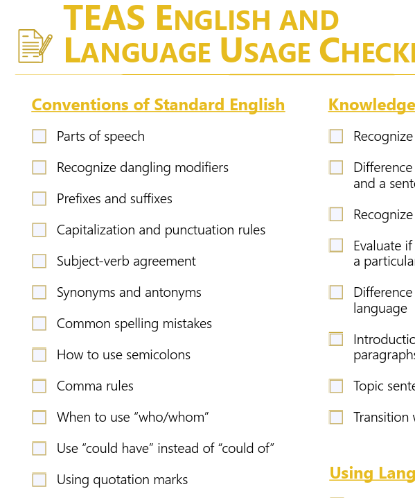 New: ATI TEAS SCIENCE CHECKLIST 2026-2027